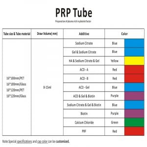 Hospital disposable blood collection tube PrP tube