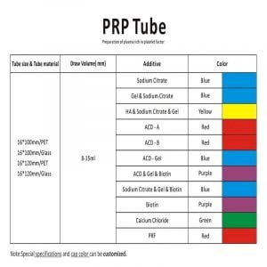 Vacuum Pet Glass Blood Collection Tube Prp Tubes